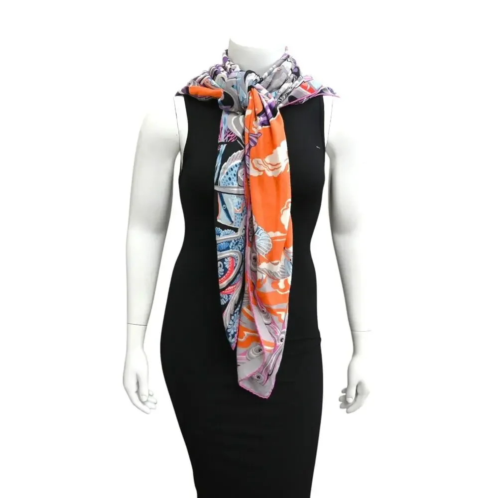 Hermes 'de la mer au ciel' Multicolored Shawl - Picture 3 of 16